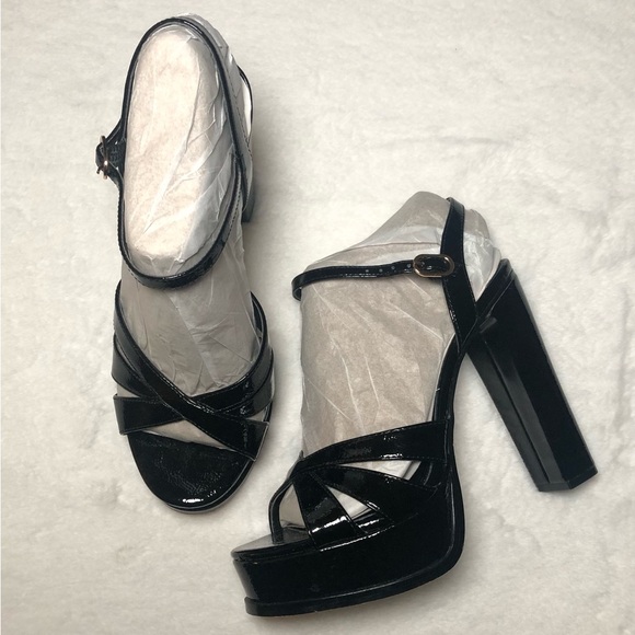 NWOT Jessica Simpson Giddings Glossy Black Platform Sandals,Size-8.5 - Picture 7 of 16